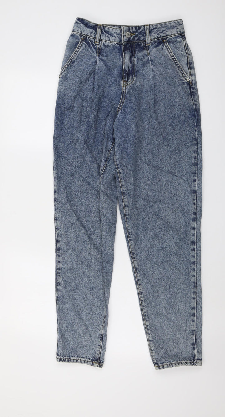 River Island Womens Blue Cotton Mom Jeans Size 6 L30 in Regular Button