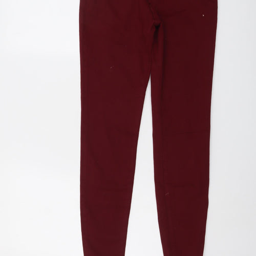 Zara Womens Red Cotton Skinny Jeans Size 4 L28 in Regular Button