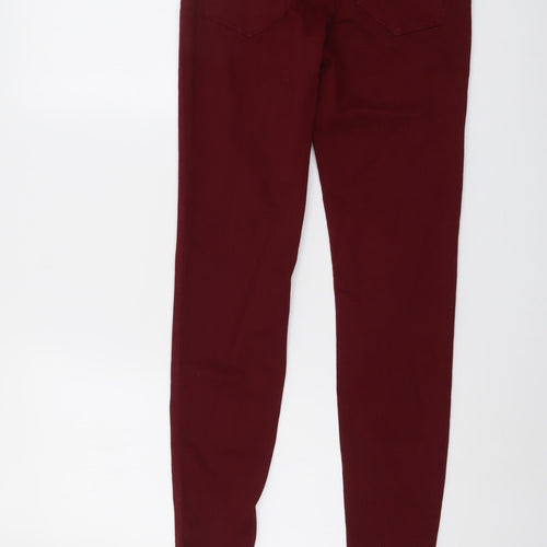 Zara Womens Red Cotton Skinny Jeans Size 4 L28 in Regular Button