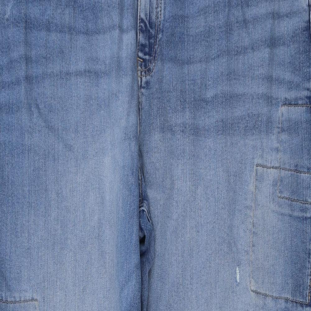 Marks and Spencer Womens Blue Cotton Mom Jeans Size 22 L28 in Regular Button