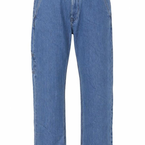 Marks and Spencer Mens Blue Cotton Straight Jeans Size 32 in L33 in Regular Button