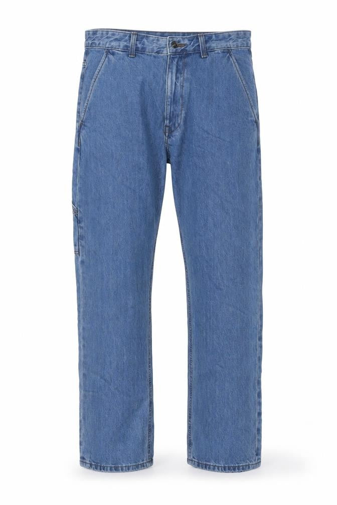 Marks and Spencer Mens Blue Cotton Straight Jeans Size 32 in L33 in Regular Button