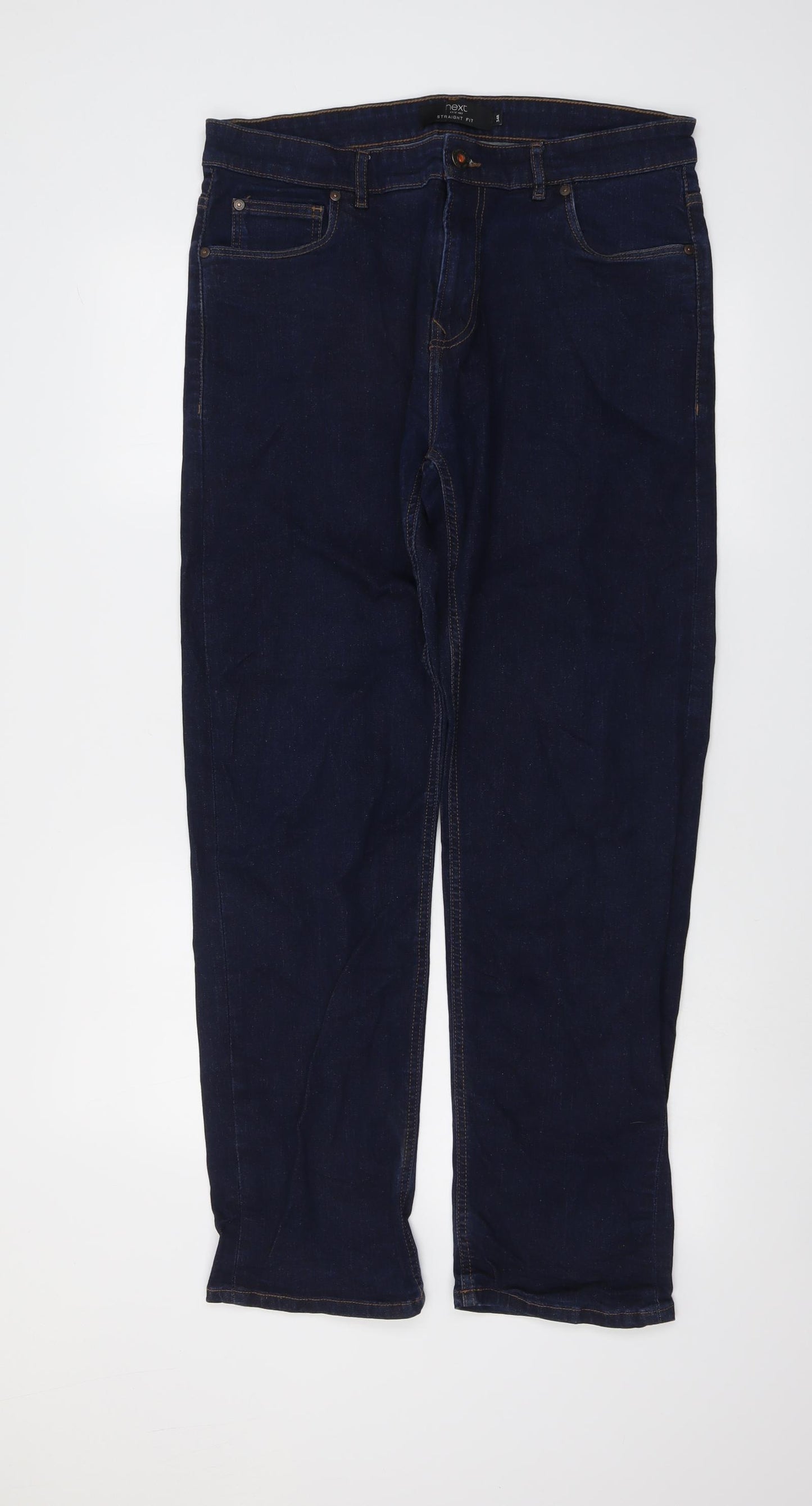 NEXT Womens Blue Cotton Straight Jeans Size 34 in L30 in Regular Button