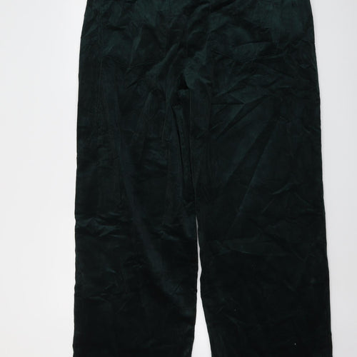 Marks and Spencer Womens Green Cotton Trousers Size 20 L30 in Regular Button