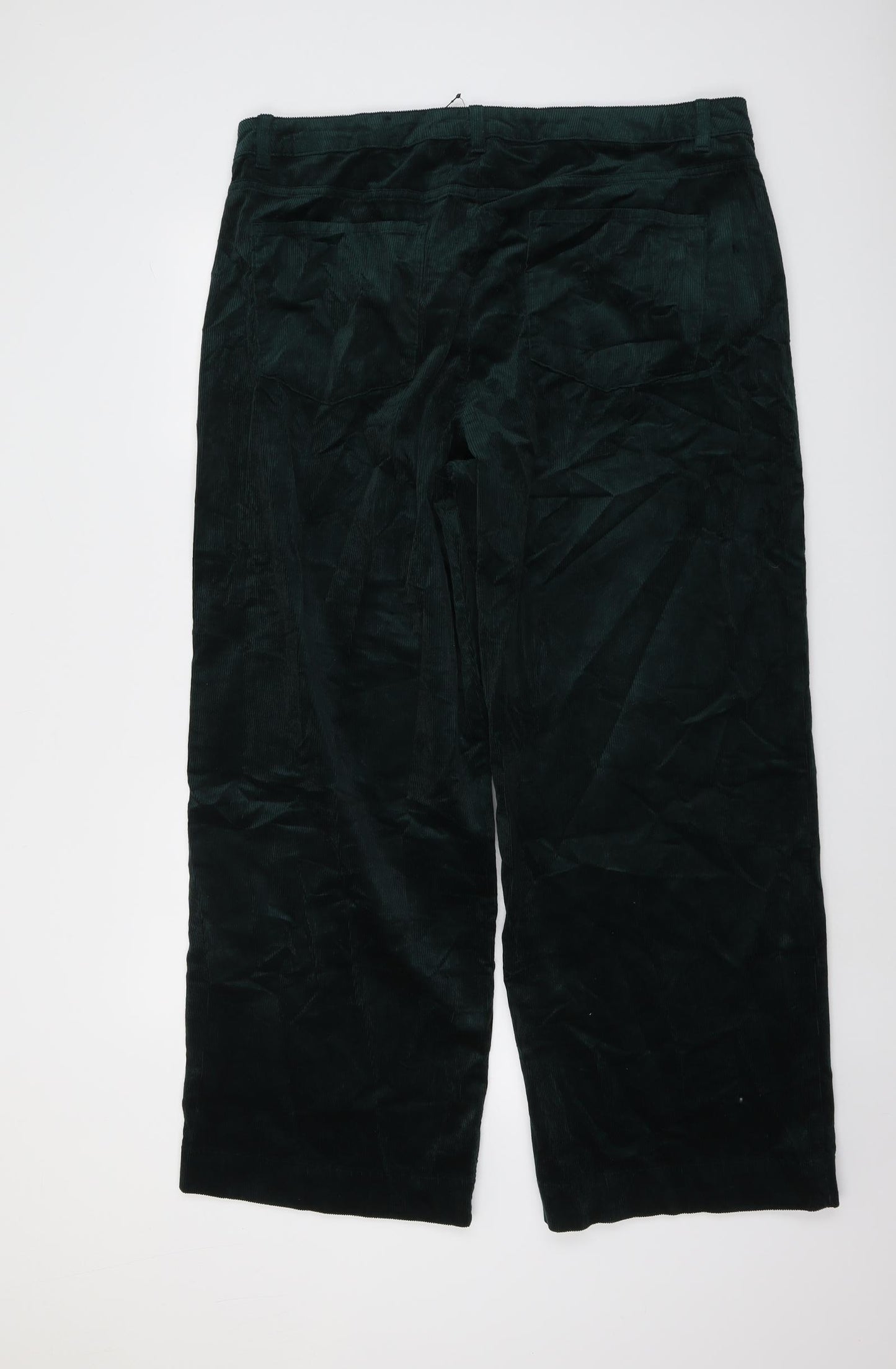 Marks and Spencer Womens Green Cotton Trousers Size 20 L30 in Regular Button