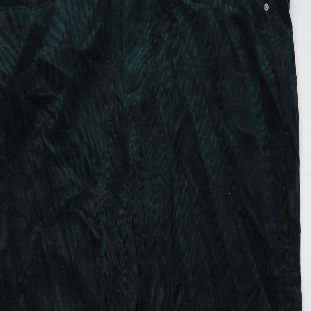 Marks and Spencer Womens Green Cotton Trousers Size 20 L30 in Regular Button
