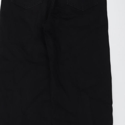 Marks and Spencer Womens Black Cotton Wide-Leg Jeans Size 10 L29 in Regular Button