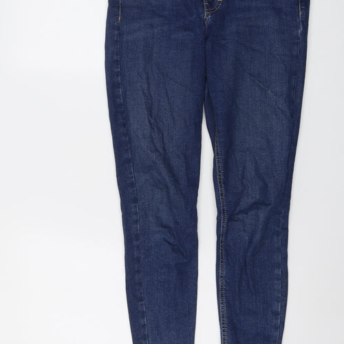 Topshop Womens Blue Cotton Skinny Jeans Size 28 in L26 in Regular Button