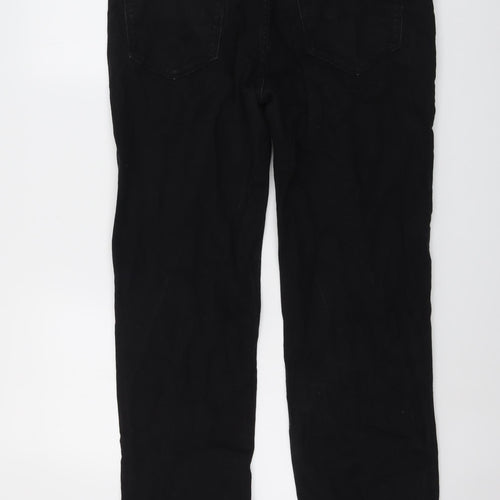 Marks and Spencer Mens Black Cotton Straight Jeans Size 34 in L29 in Regular Button