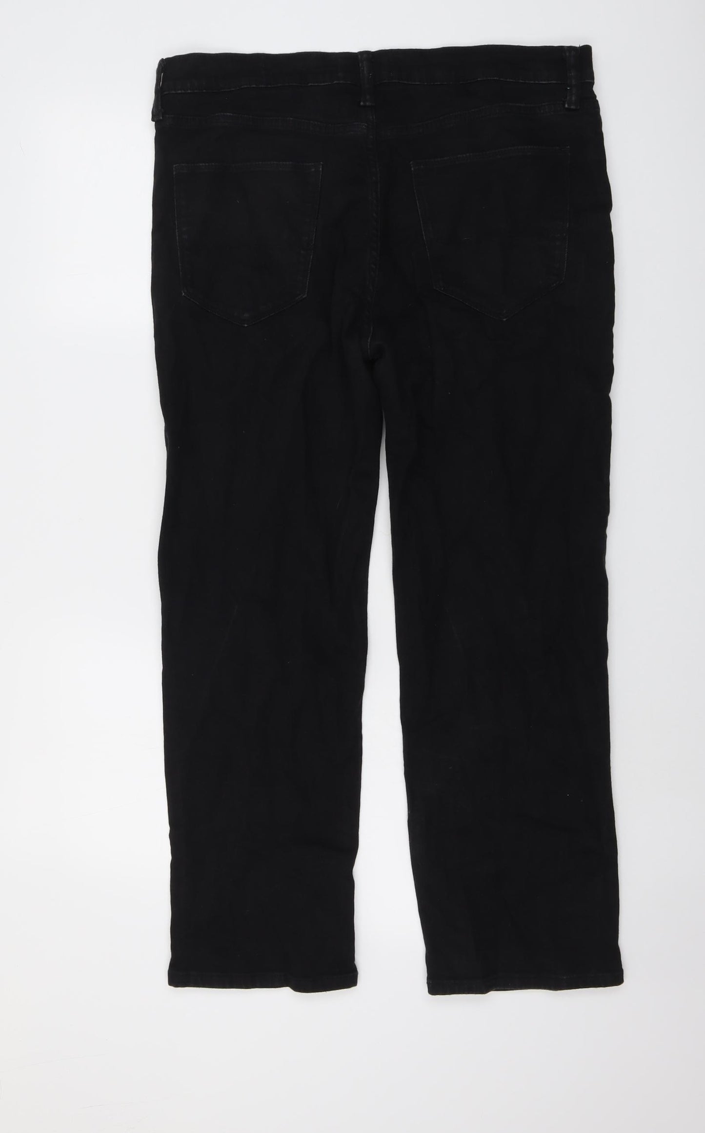 Marks and Spencer Mens Black Cotton Straight Jeans Size 34 in L29 in Regular Button