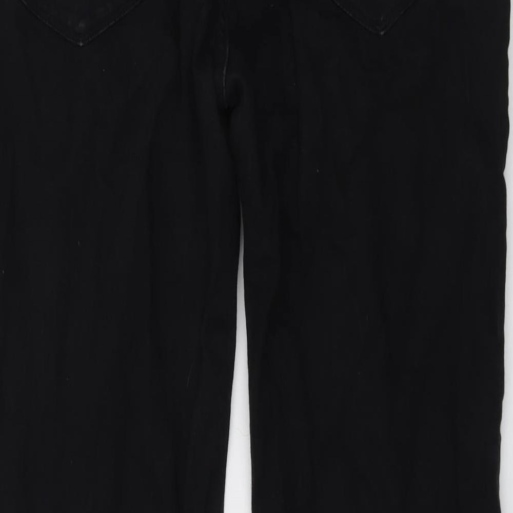 Marks and Spencer Mens Black Cotton Straight Jeans Size 34 in L29 in Regular Button