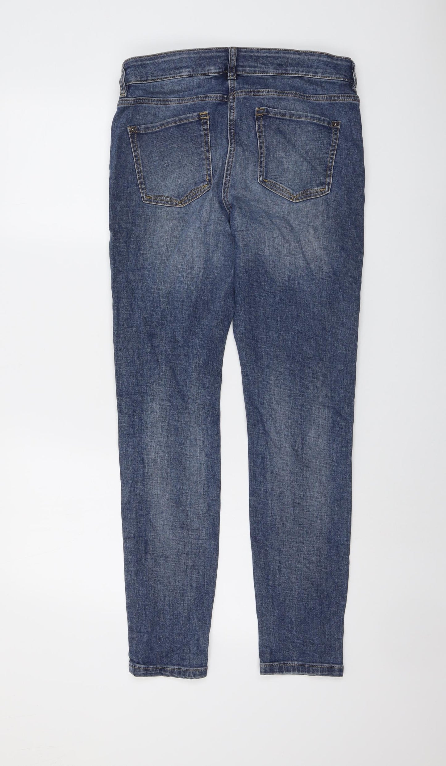 NEXT Womens Blue Cotton Skinny Jeans Size 12 L29 in Regular Button
