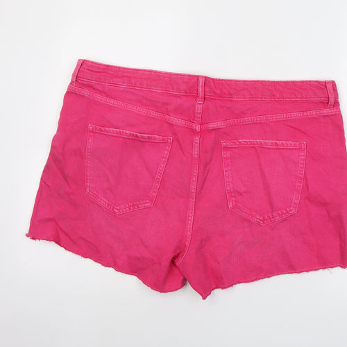 Marks and Spencer Womens Pink Cotton Mom Shorts Size 20 L3 in Regular Button
