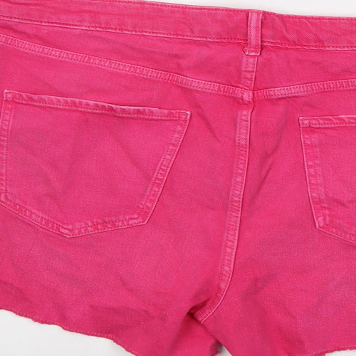 Marks and Spencer Womens Pink Cotton Mom Shorts Size 20 L3 in Regular Button
