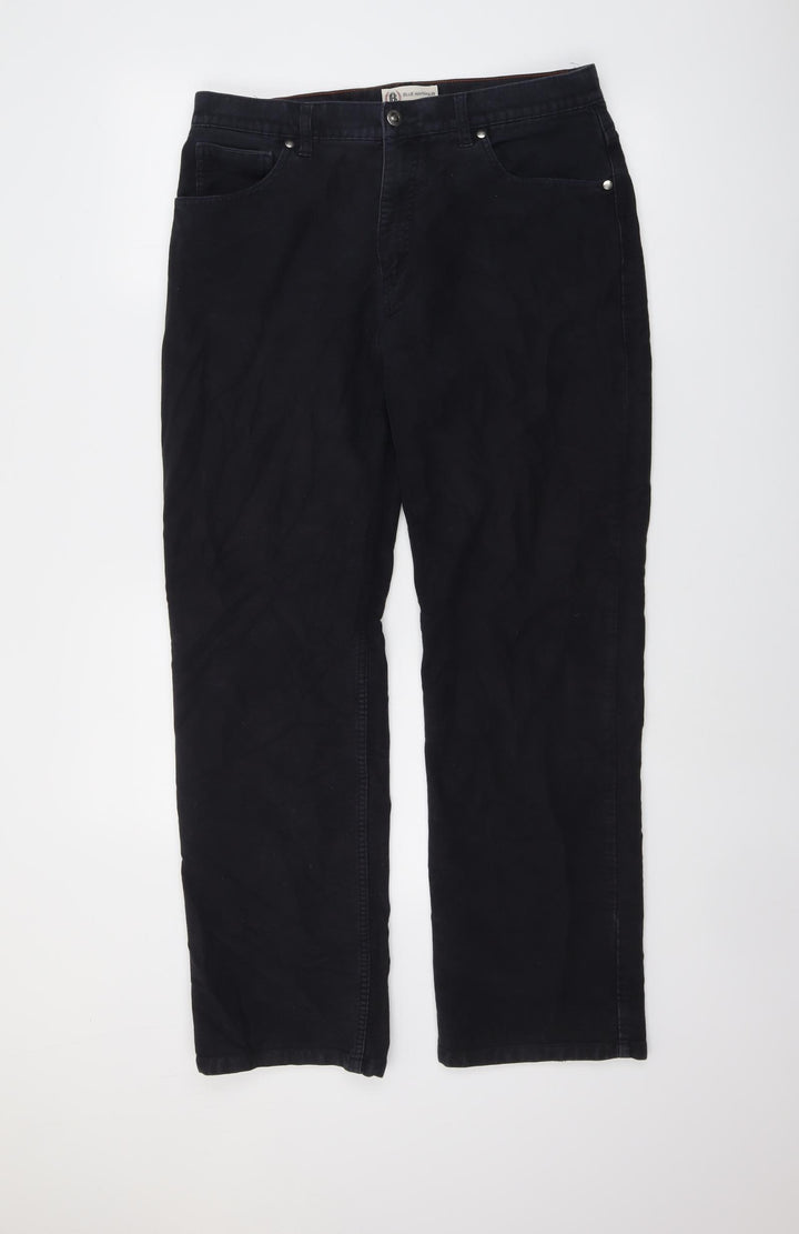 Blue Harbour Womens Blue Cotton Straight Jeans Size 34 in L31 in Regular Button