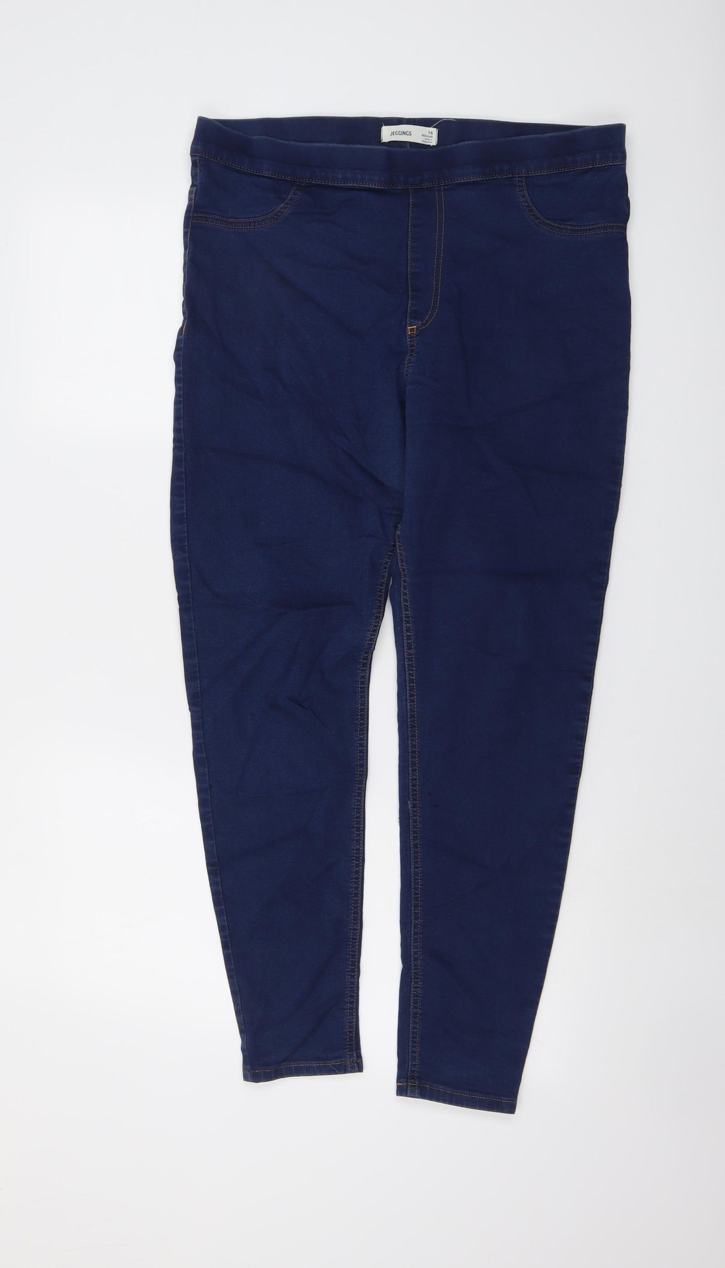 Marks and Spencer Womens Blue Cotton Jegging Jeans Size 16 L26 in Regular