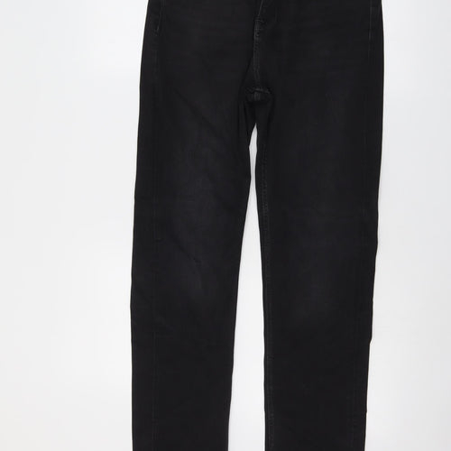 Marks and Spencer Womens Black Cotton Straight Jeans Size 12 L29 in Regular Button