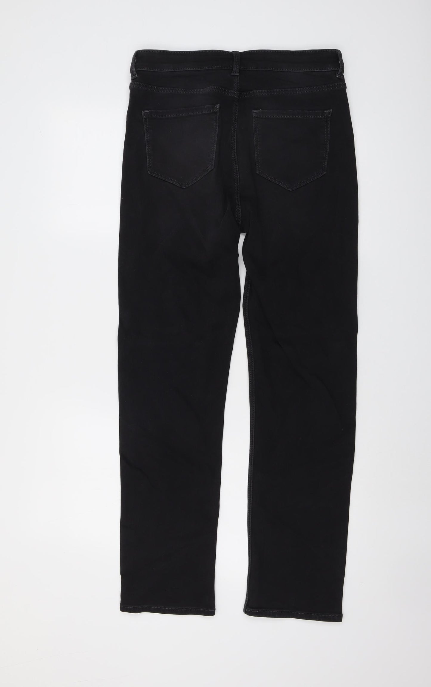 Marks and Spencer Womens Black Cotton Straight Jeans Size 12 L29 in Regular Button