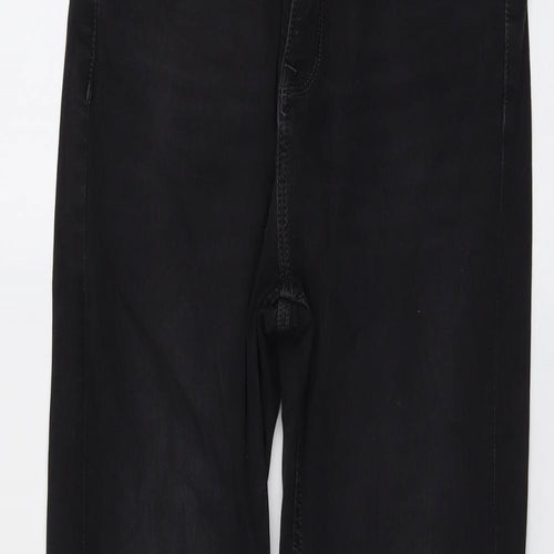 Marks and Spencer Womens Black Cotton Straight Jeans Size 12 L29 in Regular Button