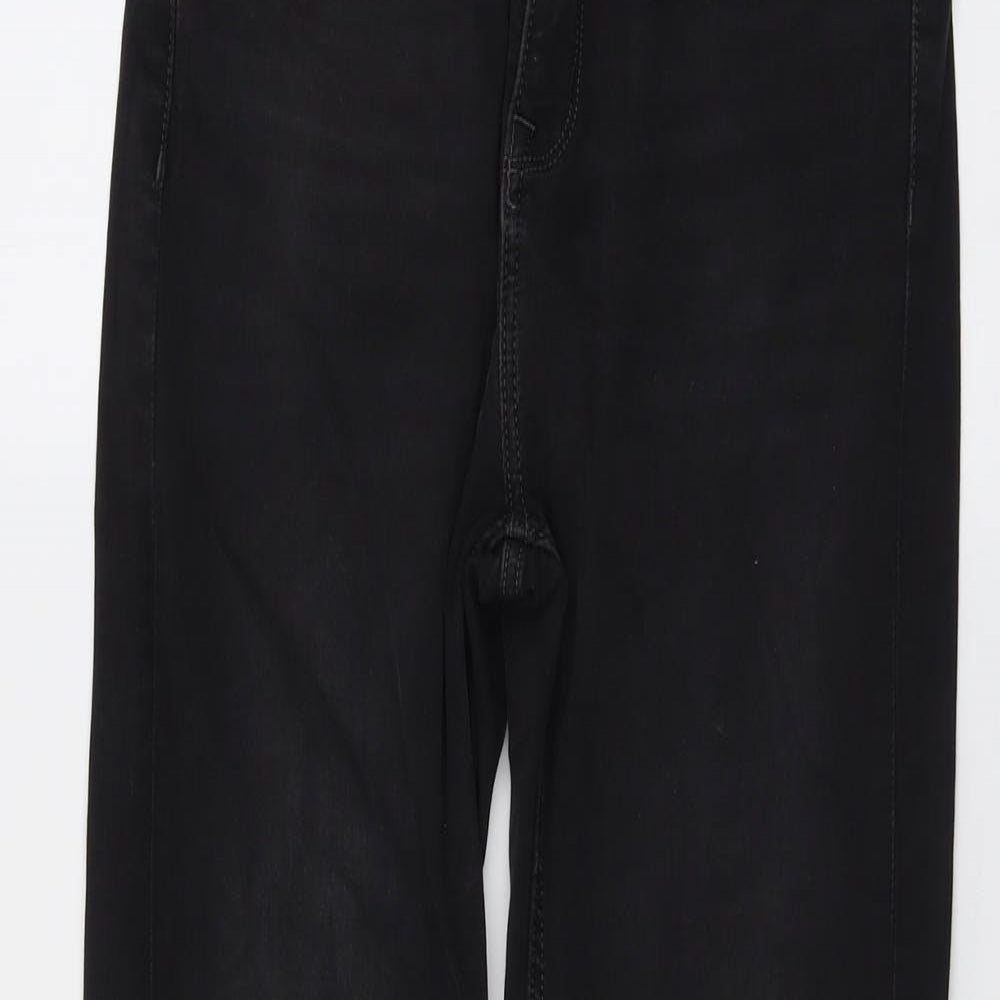 Marks and Spencer Womens Black Cotton Straight Jeans Size 12 L29 in Regular Button