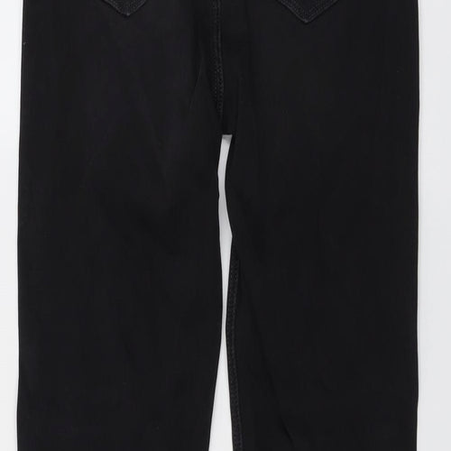 Marks and Spencer Womens Black Cotton Straight Jeans Size 12 L29 in Regular Button