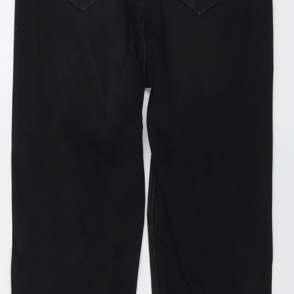 Marks and Spencer Womens Black Cotton Straight Jeans Size 12 L29 in Regular Button