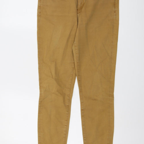 Warehouse Womens Brown Cotton Skinny Jeans Size 12 L25 in Regular Button