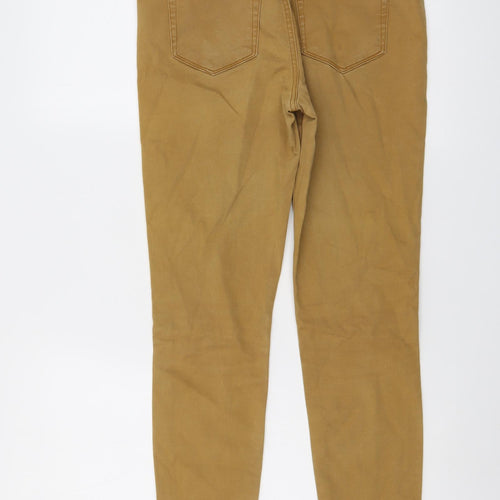 Warehouse Womens Brown Cotton Skinny Jeans Size 12 L25 in Regular Button