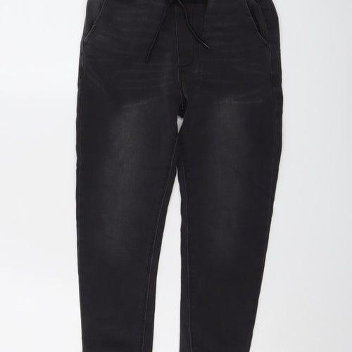NEXT Boys Grey Cotton Tapered Jeans Size 9 Months Regular Drawstring