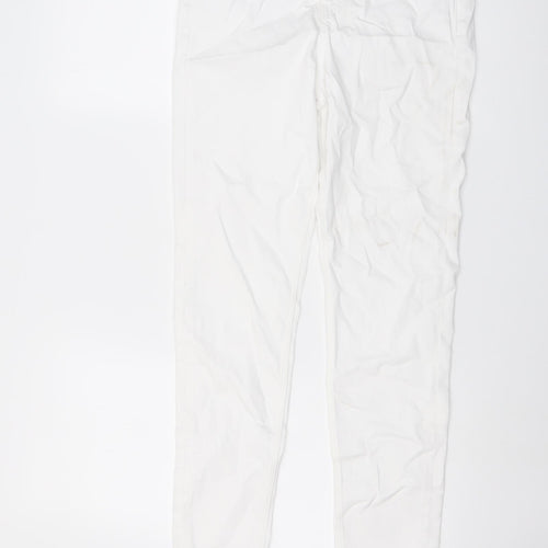 Marks and Spencer Womens White Cotton Skinny Jeans Size 10 L28 in Regular Button
