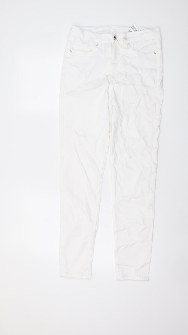 Marks and Spencer Womens White Cotton Skinny Jeans Size 10 L28 in Regular Button