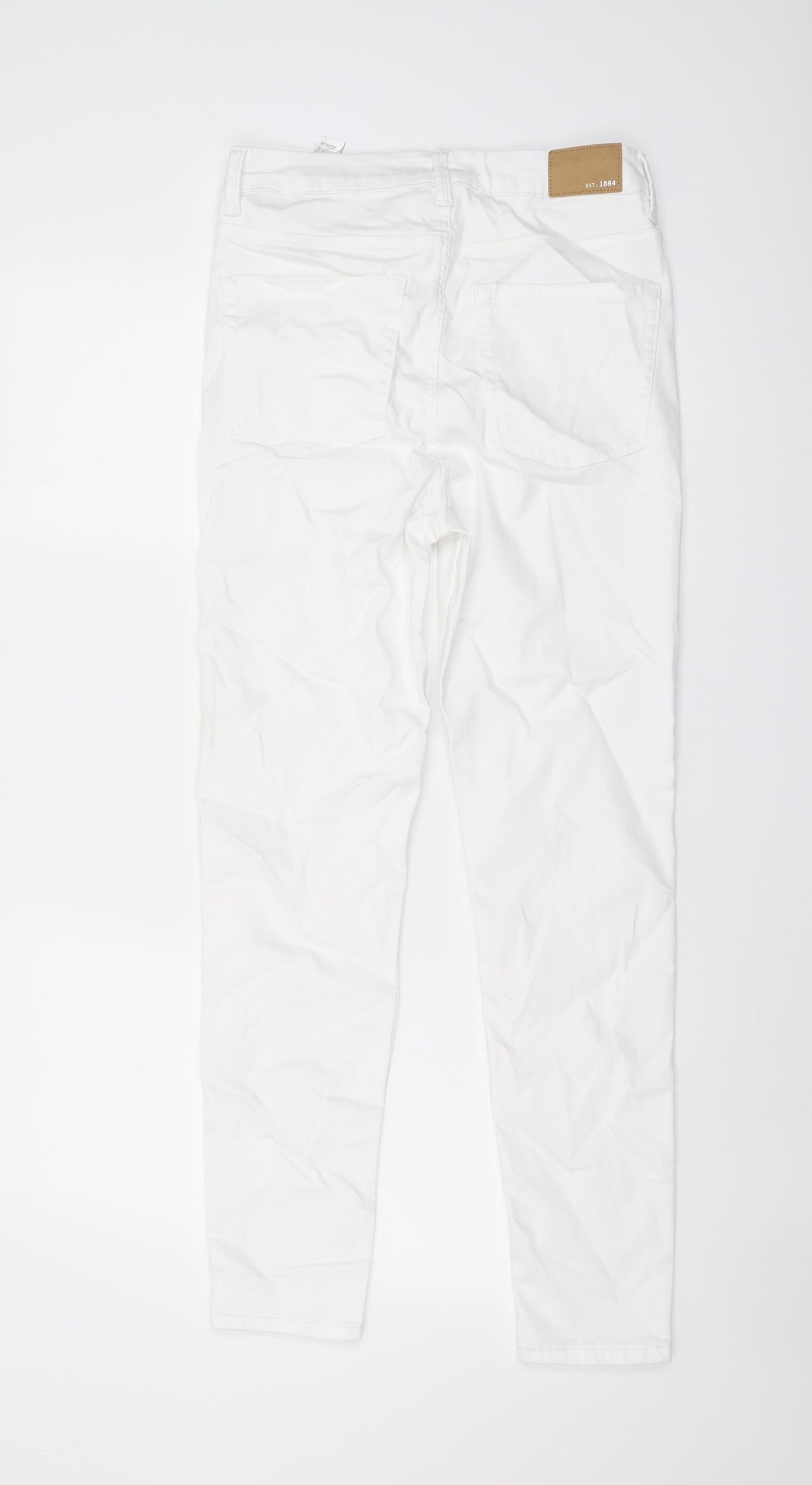 Marks and Spencer Womens White Cotton Skinny Jeans Size 10 L28 in Regular Button