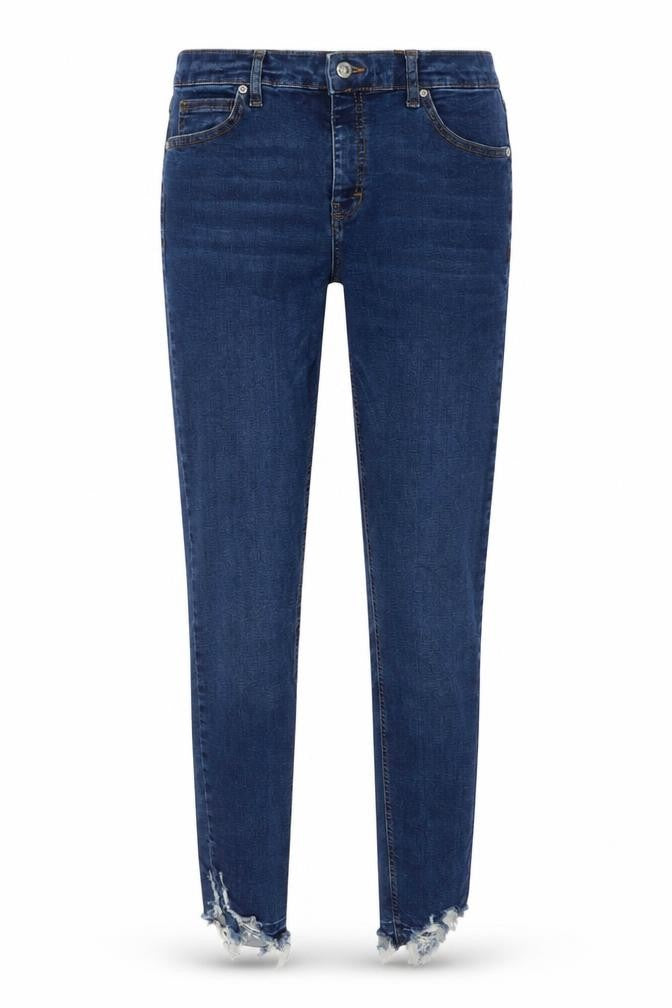 Topshop Womens Blue Cotton Skinny Jeans Size 30 in L30 in Regular Button - Distressed ankle detail
