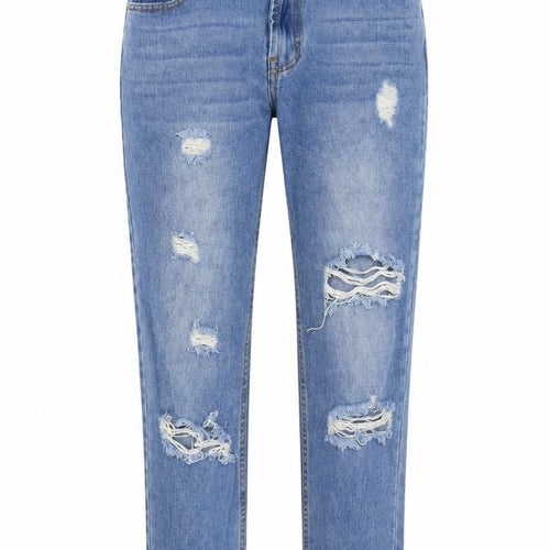 PRETTYLITTLETHING Womens Blue Cotton Straight Jeans Size 8 L24 in Regular Button