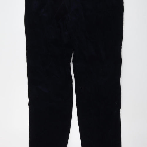 Marks and Spencer Mens Blue Cotton Trousers Size 40 in L31 in Regular Button