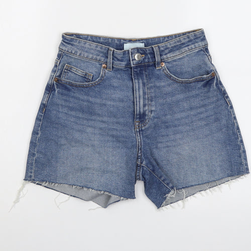 H&M Womens Blue Cotton Cut-Off Shorts Size 6 L4 in Regular Button