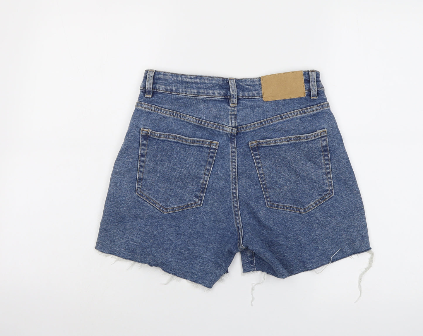 H&M Womens Blue Cotton Cut-Off Shorts Size 6 L4 in Regular Button