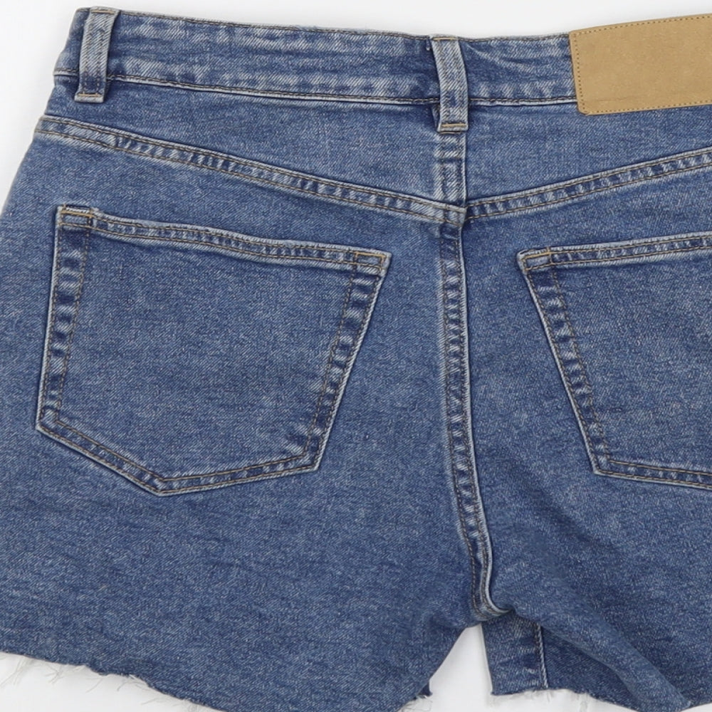 H&M Womens Blue Cotton Cut-Off Shorts Size 6 L4 in Regular Button