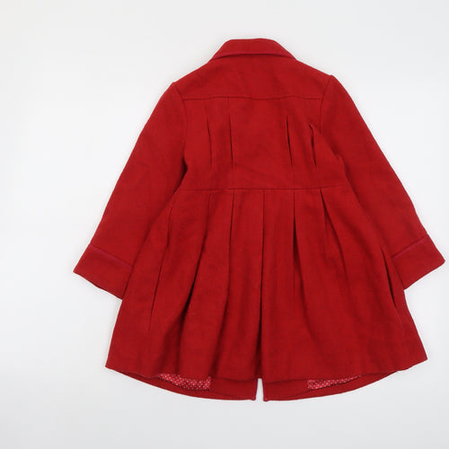 Mini Club Girls Red Pea Coat Coat Size 5-6 Years Button