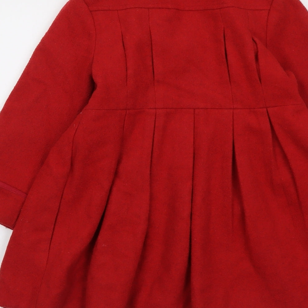 Mini Club Girls Red Pea Coat Coat Size 5-6 Years Button