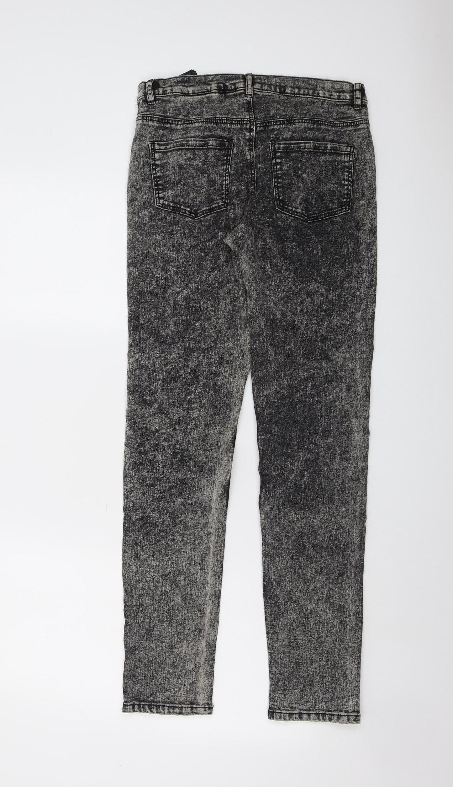 H&M Girls Grey Cotton Skinny Jeans Size 14 Years Regular Button