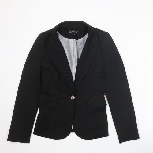 Attentif Womens Black Polyester Jacket Suit Jacket Size 10