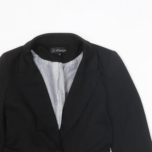 Attentif Womens Black Polyester Jacket Suit Jacket Size 10