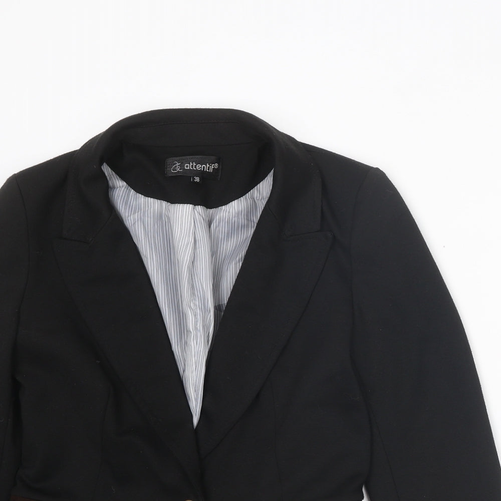 Attentif Womens Black Polyester Jacket Suit Jacket Size 10
