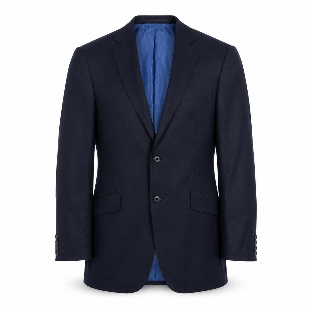 Front view of Marks & Spencer men’s blue wool jacket suit jacket, size 38, regular