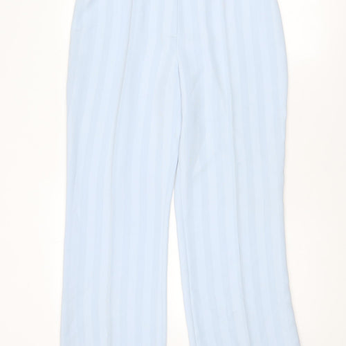 Busy Womens Blue Striped Polyester Trousers Size 14 Regular Zip