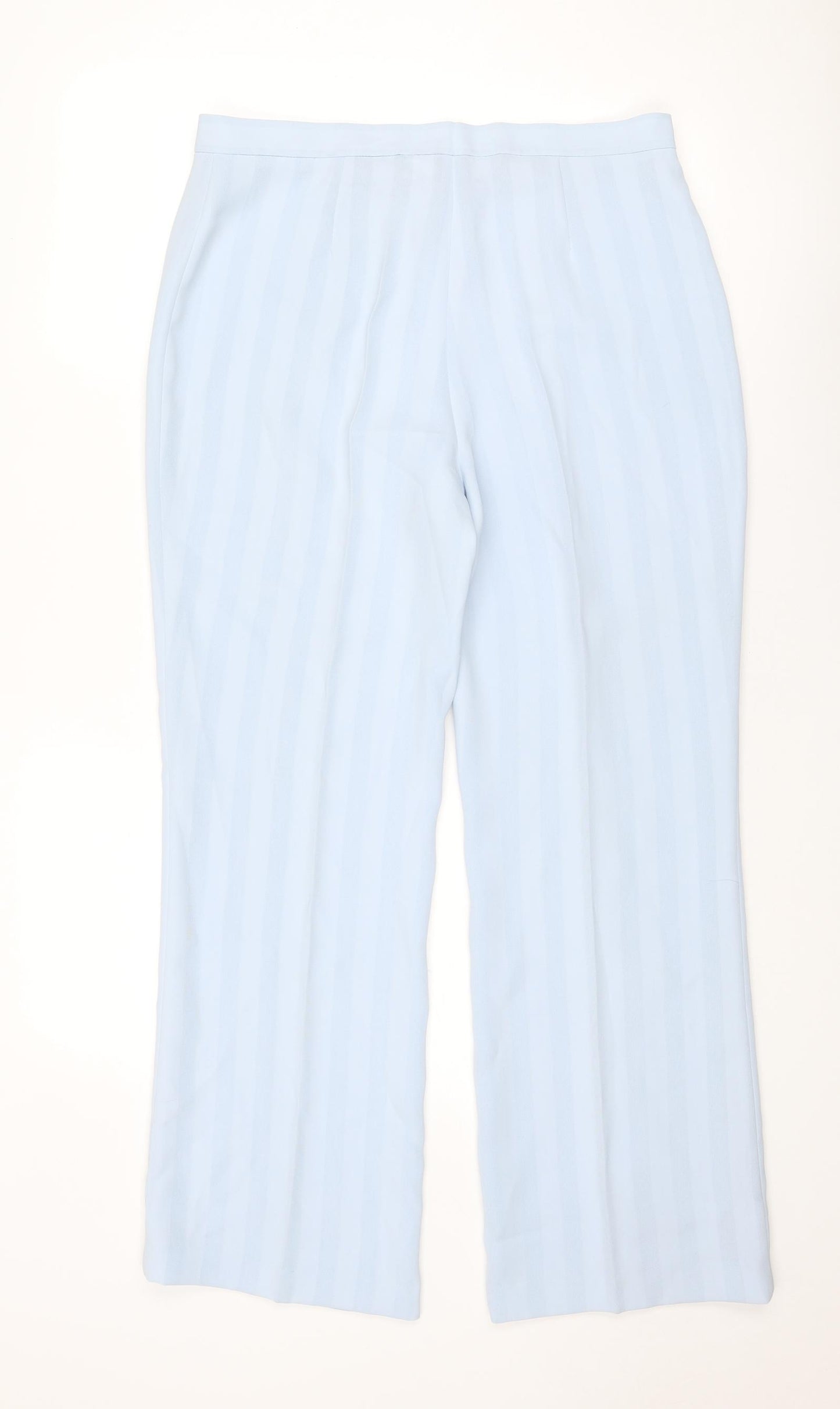 Busy Womens Blue Striped Polyester Trousers Size 14 Regular Zip