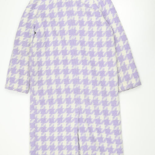 River Island Womens Purple Geometric Overcoat Coat Size 8 Button