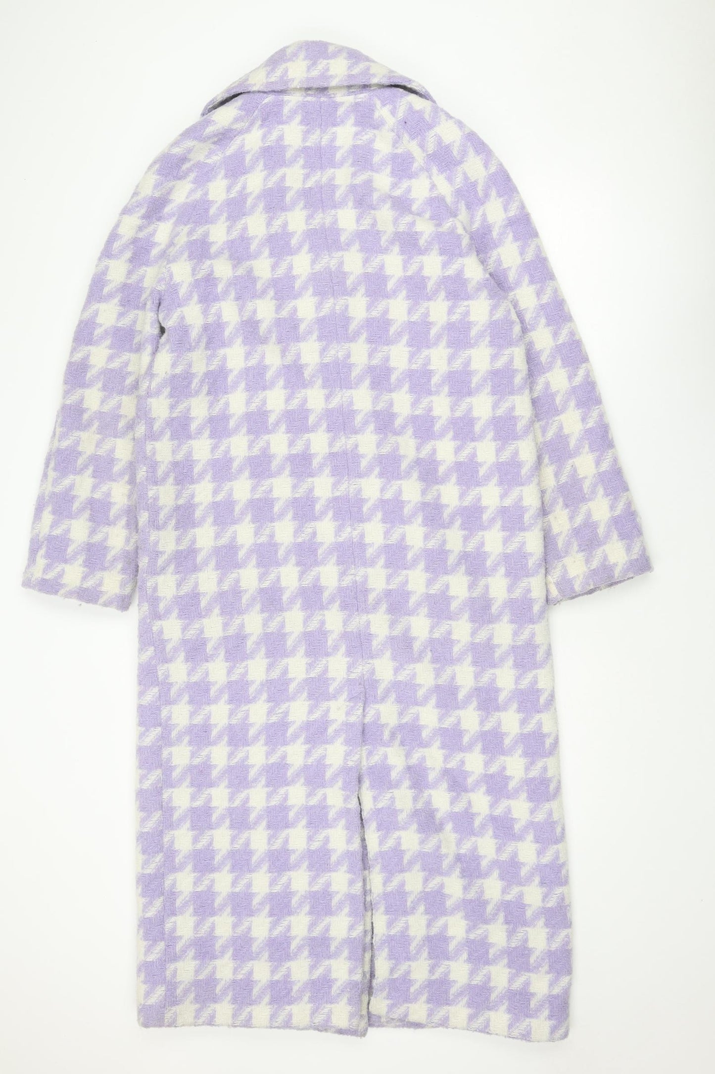 River Island Womens Purple Geometric Overcoat Coat Size 8 Button