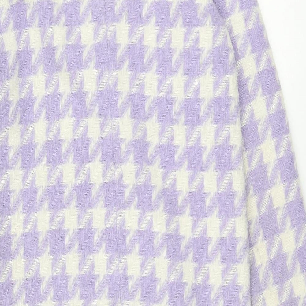 River Island Womens Purple Geometric Overcoat Coat Size 8 Button